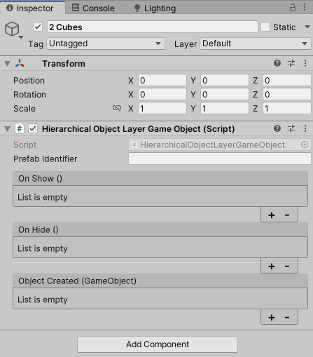 Attach a HierarchicalObjectLayerGameObject component